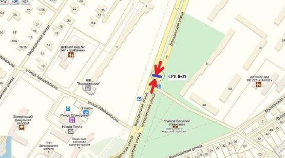 Схема рекламной плоскости по адресу вул.Бородинська, 6,  напрямок руху до райадміністрації (призматрон)