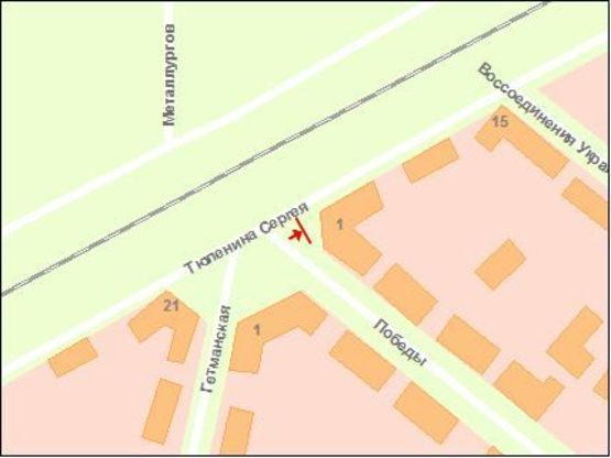 Схема рекламной плоскости по адресу вул.Перемоги - вул.С.Тюленіна (призматрон)