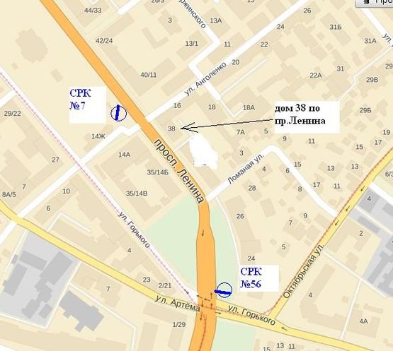 Схема рекламной плоскости по адресу пр.Леніна,22 -вул.Горького, - маг.“Сігнал” (призматрон)