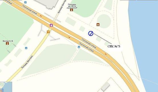 Схема рекламної площини за адресою вул.Гребельна -пляж,бул.Вінтера, ст.А (призматрон)