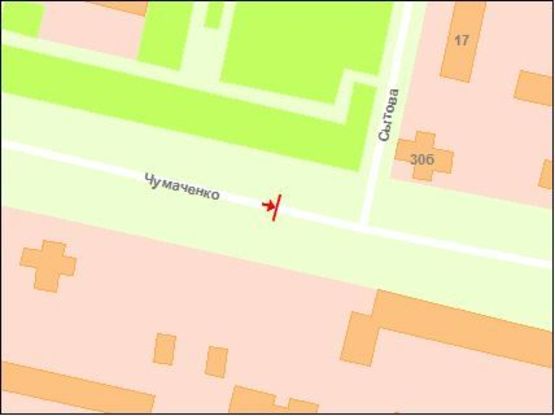 Схема рекламной плоскости по адресу вул.Чумаченко - вул.Ситова, ст.А1 (призматрон с сер сент)