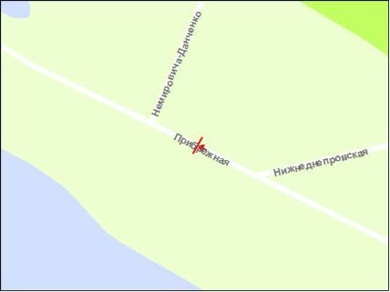 Схема рекламной плоскости по адресу Набережна магістраль  – вул.Немировича-Данченка, "Рибацький стан", напр руху до порту (призматрон)