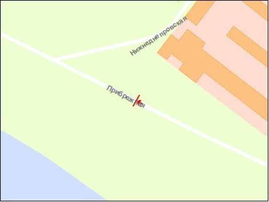 Схема рекламної площини за адресою Набережна магістраль  – вул.Нижнедніпровська(призматрон), напрямок руху до порту