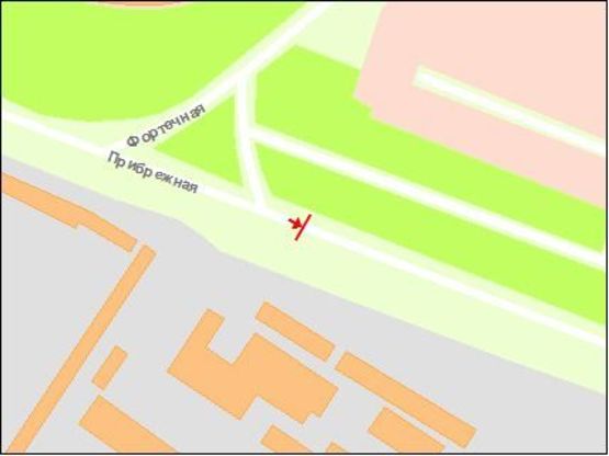 Схема рекламной плоскости по адресу Набережна магістраль  – вул.Фортечна, (гаражі), напр.руху до вокзалу (призматрон)