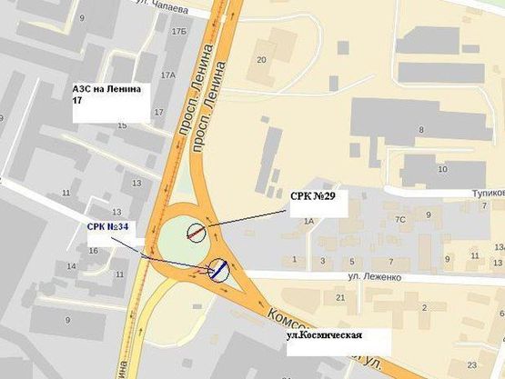 Схема рекламной плоскости по адресу пр.Соборний -вул.Космічна (коло), обличчям на Космос (призматрон)