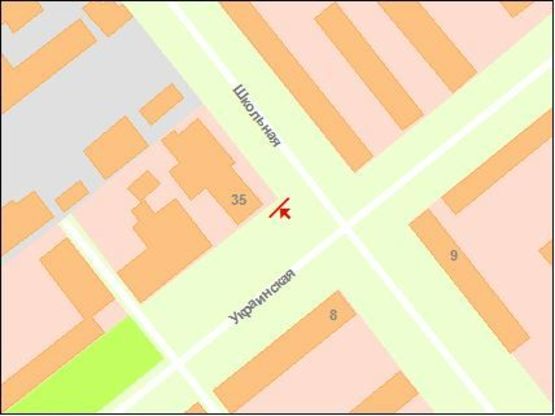 Схема рекламной плоскости по адресу вул.Шкільна – вул.Українська , ст.Б (призматон)