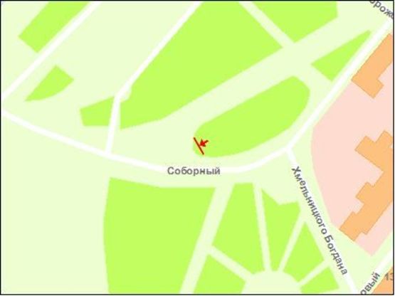 Схема рекламной плоскости по адресу пр.Соборний -вул.Б.Хмельницького, ст.Б (напрямок руху до греблі) (призматрон)