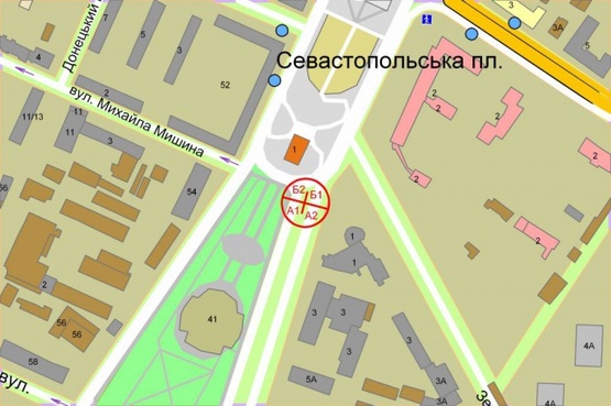 Схема рекламной плоскости по адресу Народного ополчения, 1 (разделитель) / Севастопольская площадь перед Макдоналдс