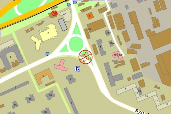 Схема рекламной плоскости по адресу Сверстюка Євгена (М.Расковой) / Р.Окіпної, рух до М"Лівобережна"