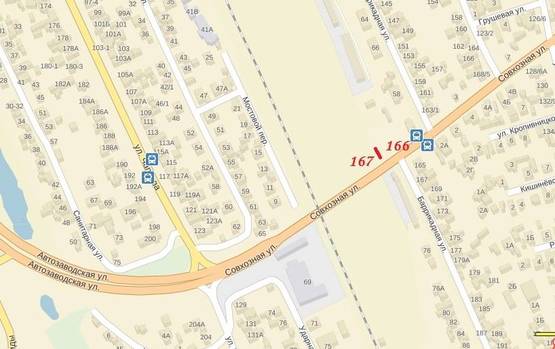 Схема рекламної площини за адресою 167_Запорожье_ул Совхозная ул Автозаводская