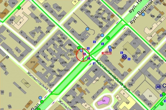 Схема рекламної площини за адресою Константиновская /Нижний Вал