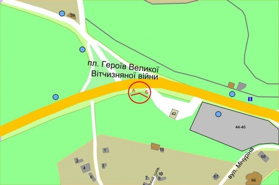 Схема рекламной плоскости по адресу Дружбы Народов бульвар (площадь ГВОВ) зелёная зона - ( 1 )