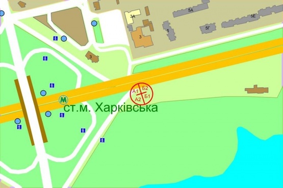 Схема рекламної площини за адресою Бажана проспект, (М)"Харьковская"