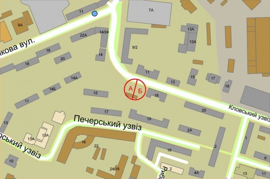 Схема рекламной плоскости по адресу Кловский спуск, 18