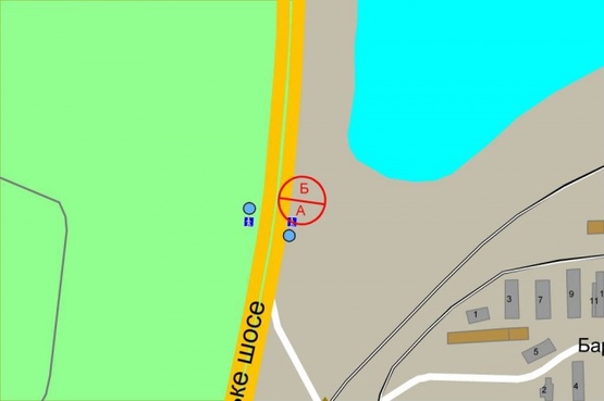 Схема рекламной плоскости по адресу Надднепрянское шоссе (ост."Выдуб. Озеро")