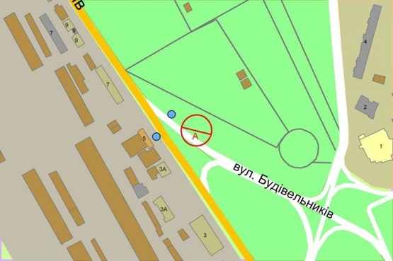 Схема рекламної площини за адресою Освободителей  / Андрея Малышко ул. (парк"Победы")