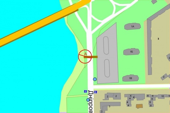 Схема рекламной плоскости по адресу Днепровская Набережная(между Серафим./Тычины)