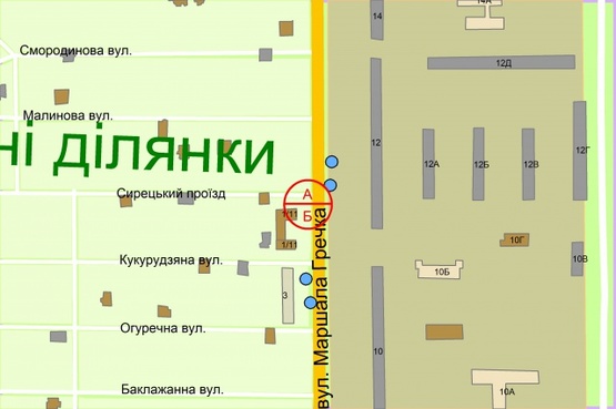 Схема рекламной плоскости по адресу вул. Маршала Гречка, 1/11