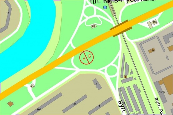 Схема рекламної площини за адресою Березняковская ул./ Воссоединения проспект