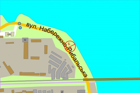 Схема рекламной плоскости по адресу Набережно-Рибальська дорога, (200 метрів  до Петрівського мосту) рух в напрямку центру міста, ліворуч
