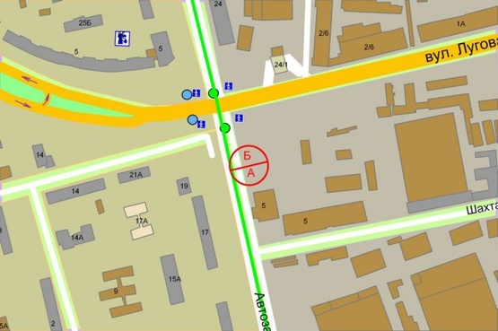 Схема рекламної площини за адресою Автозаводская, 70 м от Луговой