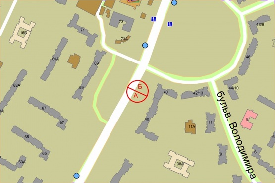 Схема рекламной плоскости по адресу Маяковського Володимира проспект, 40 (попереду Спортлайф Троещина)