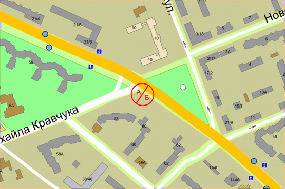 Схема рекламной плоскости по адресу Харківське шосе. 58