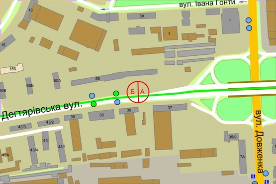 Схема рекламної площини за адресою Дегтярівська, 58