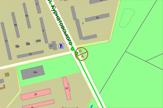 Схема рекламной плоскости по адресу Курнатовського / Петра Запорожця, навпроти Супермаркет "ФОРА"