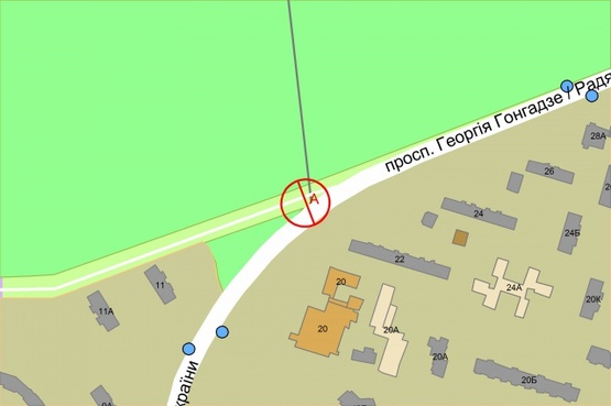 Схема рекламной плоскости по адресу Георгія Гонгадзе (Радянської України) проспект, 22 (навпроти)