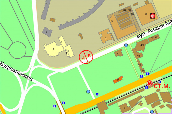Схема рекламной плоскости по адресу Андрія Малишка, 1 (біля Готель Братислава)