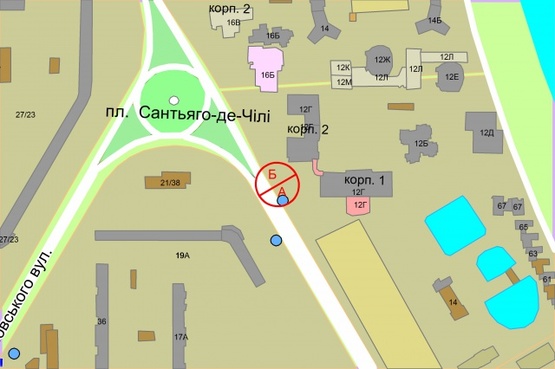 Схема рекламной плоскости по адресу Героїв Сталінграда проспект, 12Г (корп.2)  за світлофором