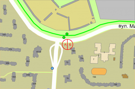 Схема рекламной плоскости по адресу Милославська / Володимира Маяковського проспект, 74/9