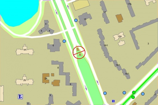 Схема рекламної площини за адресою Ревуцького, 6 навпроти, (розподілювач) рух від вул. Тростянецька / Анни Ахматової