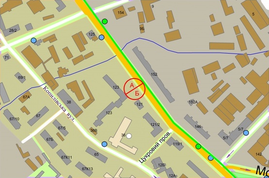 Схема рекламної площини за адресою Кирилівська (Фрунзе), 123 в напрямку руху до центру міста