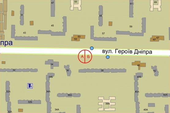 Схема рекламної площини за адресою Героїв Дніпра, 38