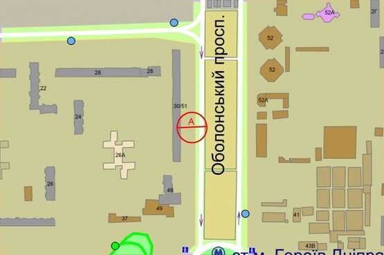 Схема рекламной плоскости по адресу просп. Оболонський, 51/30