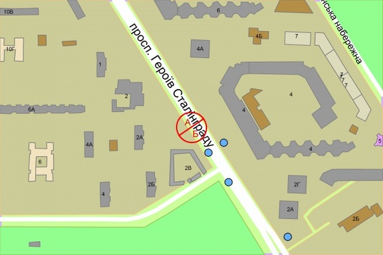 Схема рекламної площини за адресою Героїв Сталінграду проспект, 4 (навпроти) рух від проспекту Степана Бандери, ліворуч