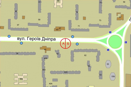 Схема рекламної площини за адресою Героев Днепра, 42