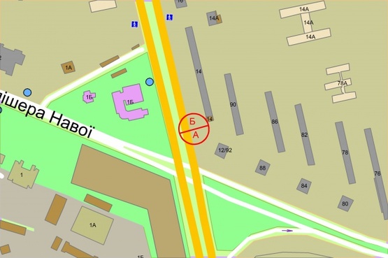 Схема рекламной плоскости по адресу Перова бульвар, 14 / Алішера Навої (за перехрестям)