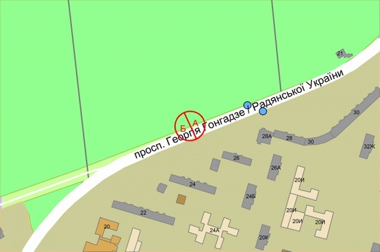 Схема рекламной плоскости по адресу Георгія Гонгадзе (Радянської України) проспект, 24 навпроти