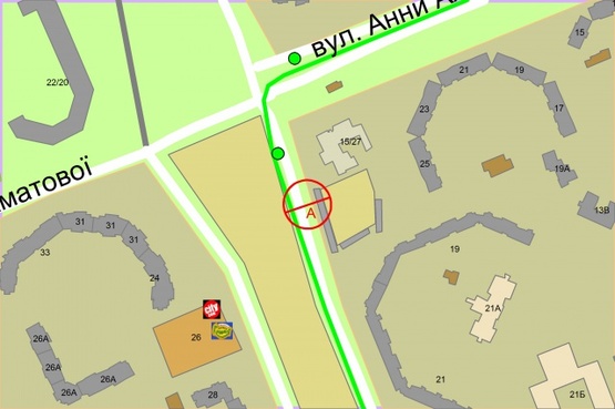 Схема рекламной плоскости по адресу Петра Григоренка проспект, 15/27