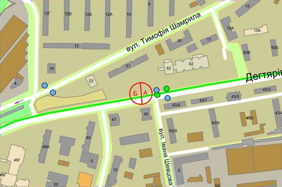 Схема рекламної площини за адресою Дегтярівська, 45 / Івана Шевцова (після світлофору)