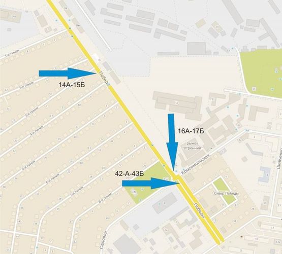 Схема рекламной плоскости по адресу ул. Победы (рынок Утренний)