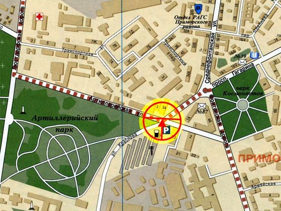 Схема рекламної площини за адресою Артиллерийская Среднефонтанская А1