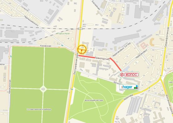 Схема рекламної площини за адресою Люстдорфская дор. №1 Транспортная А2