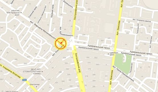 Схема рекламної площини за адресою Люстдорфская дор. Малиновского №1/1 левая А2