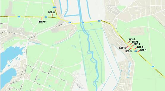 Схема рекламної площини за адресою ул. Шевченка, км 25+300 м (слева), направление в Киев