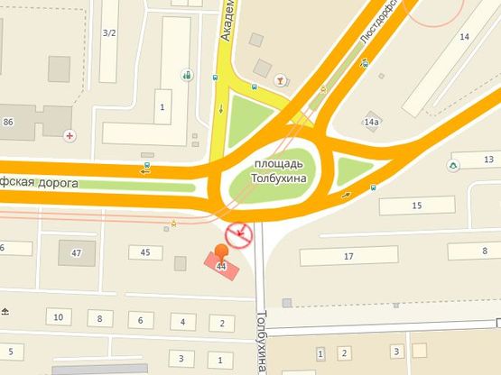 Схема рекламной плоскости по адресу Люстдорфская дорога №44 пл.Толбухина правая А2