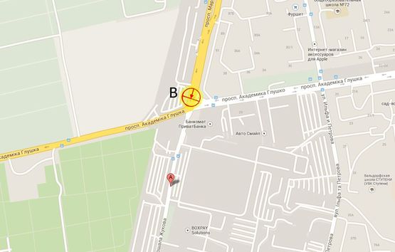 Схема рекламної площини за адресою пр-т М.Жукова пр-т Ак.Глушко сх. №11 правая В2